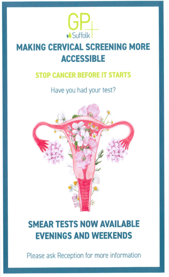 Making cervical screening more accessible. Smear tests now available evenings and weekends.